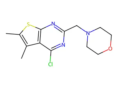 4-({4-Chloro-5,6-dimethylthieno[2,3-d]pyrimidin-2-yl}methyl)morpholine structure