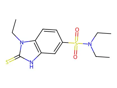 N,N,1-triethyl-2-sulfanyl-1H-1,3-benzodiazole-5-sulfonamide structure