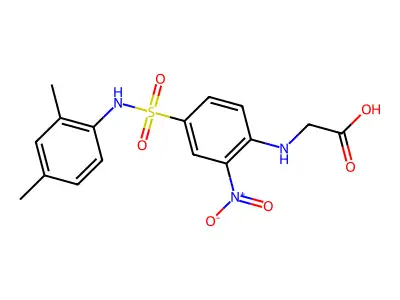 2-({4-[(2,4-Dimethylphenyl)sulfamoyl]-2-nitrophenyl}amino)acetic acid structure