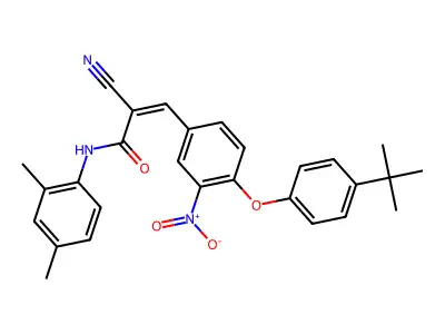 3-[4-(4-tert-butylphenoxy)-3-nitrophenyl]-2-cyano-N-(2,4-dimethylphenyl)prop-2-enamide structure