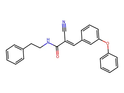 2-cyano-3-(3-phenoxyphenyl)-N-(2-phenylethyl)prop-2-enamide structure