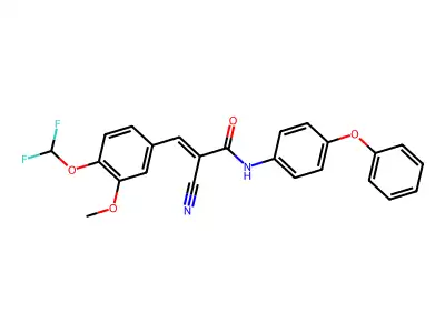 (E)-2-cyano-3-[4-(difluoromethoxy)-3-methoxyphenyl]-N-(4-phenoxyphenyl)prop-2-enamide structure