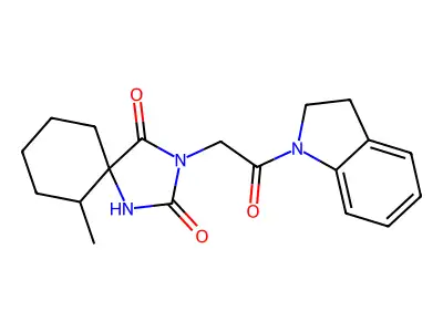 3-[2-(2,3-DIHYDROINDOL-1-YL)-2-OXOETHYL]-6-METHYL-1,3-DIAZASPIRO[4.5]DECANE-2,4-DIONE structure