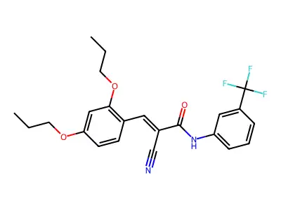 2-cyano-3-(2,4-dipropoxyphenyl)-N-[3-(trifluoromethyl)phenyl]prop-2-enamide structure