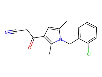 3-{1-[(2-chlorophenyl)methyl]-2,5-dimethyl-1H-pyrrol-3-yl}-3-oxopropanenitrile structure