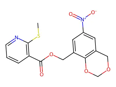 (6-Nitro-4H-benzo[d][1,3]dioxin-8-yl)methyl 2-(methylthio)nicotinate structure