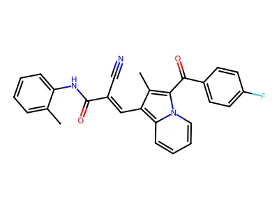 2-cyano-3-[3-(4-fluorobenzoyl)-2-methyl-indolizin-1-yl]-N-(2-methylphenyl)prop-2-enamide structure