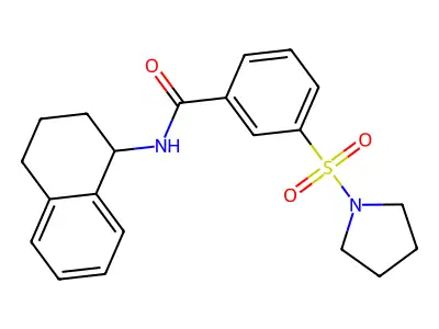 3-pyrrolidin-1-ylsulfonyl-N-(1,2,3,4-tetrahydronaphthalen-1-yl)benzamide structure