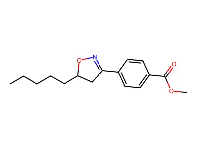 Benzoic acid, 4-(4,5-dihydro-5-pentyl-3-isoxazolyl)-, methyl ester structure