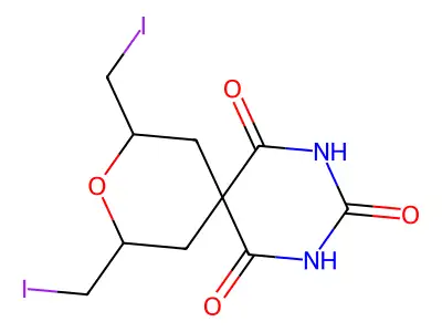 9-Oxa-2,4-diazaspiro(5.5)undecane-1,3,5-trione, 8,10-bis(iodomethyl)- structure