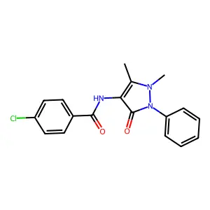 4-chloro-N-(1,5-dimethyl-3-oxo-2-phenyl-2,3-dihydro-1H-pyrazol-4-yl)benzamide structure