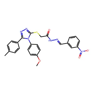 2-[[4-(4-methoxyphenyl)-5-(4-methylphenyl)-1,2,4-triazol-3-yl]sulfanyl]-N-[(3-nitrophenyl)methylideneamino]acetamide structure