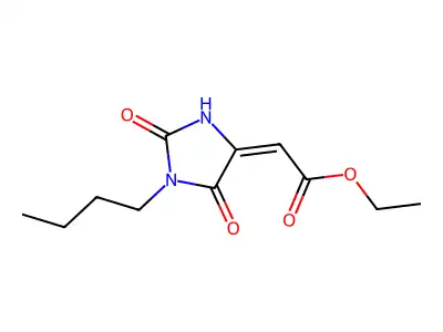 Ethyl (2E)-2-(1-butyl-2,5-dioxo-imidazolidin-4-ylidene)acetate structure