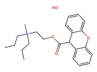 Methyldipropyl(2-((9H-xanthen-9-ylcarbonyl)oxy)ethyl)ammonium hydroxide structure
