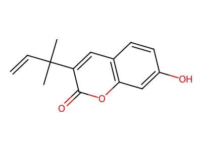 7-Hydroxy-3-(2-methylbut-3-en-2-yl)chromen-2-one structure