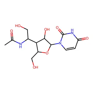 N-[1-[5-(2,4-dioxopyrimidin-1-yl)-4-hydroxy-2-(hydroxymethyl)oxolan-3-yl]-2-hydroxyethyl]acetamide structure