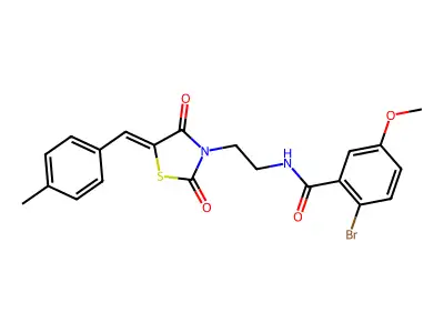 2-Bromo-5-methoxy-N-(2-{5-[(4-methylphenyl)methylidene]-2,4-dioxo-1,3-thiazolidin-3-yl}ethyl)benzamide structure