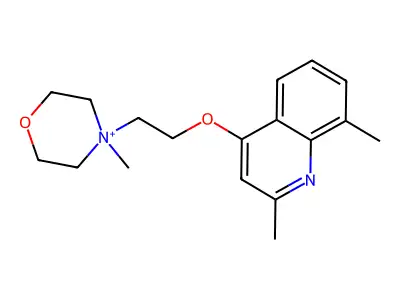 Morpholinium, 4-(2-((2,8-dimethyl-4-quinolinyl)oxy)ethyl)-4-methyl- structure