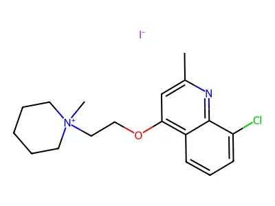 Piperidinium, 1-(2-((8-chloro-2-methyl-4-quinolinyl)oxy)ethyl)-1-methyl-, iodide structure