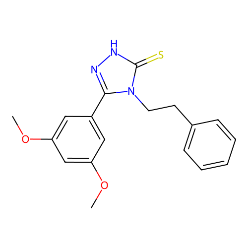 5-(3,5-dimethoxyphenyl)-4-(2-phenylethyl)-4H-1,2,4-triazole-3-thiol structure