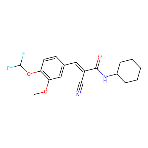(E)-2-cyano-N-cyclohexyl-3-[4-(difluoromethoxy)-3-methoxyphenyl]prop-2-enamide structure