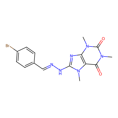 8-[(E)-2-[(4-bromophenyl)methylidene]hydrazin-1-yl]-1,3,7-trimethyl-2,3,6,7-tetrahydro-1H-purine-2,6-dione structure