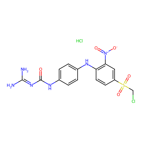 Urea, N-(aminoiminomethyl)-N'-(4-((4-((chloromethyl)sulfonyl)-2-nitrophenyl)amino)phenyl)-, monohydrochloride structure