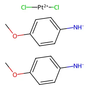 Dichloroplatinum(2+);bis((4-methoxyphenyl)azanide) structure