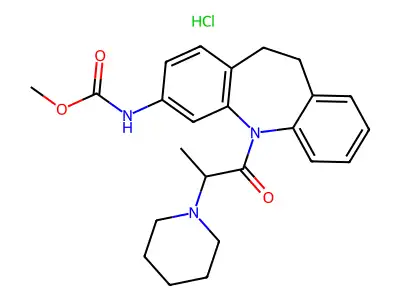 methyl N-[11-(2-piperidin-1-ylpropanoyl)-5,6-dihydrobenzo[b][1]benzazepin-2-yl]carbamate;hydrochloride structure