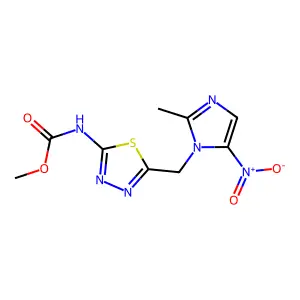 methyl N-[5-[(2-methyl-5-nitroimidazol-1-yl)methyl]-1,3,4-thiadiazol-2-yl]carbamate structure
