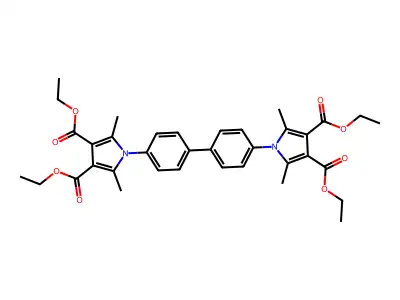 Tetraethyl 1,1'-(1,1'-biphenyl-4,4'-diyl)bis(2,5-dimethyl-1H-pyrrole-3,4-dicarboxylate) structure