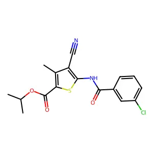 Propan-2-yl 5-[(3-chlorobenzoyl)amino]-4-cyano-3-methylthiophene-2-carboxylate structure