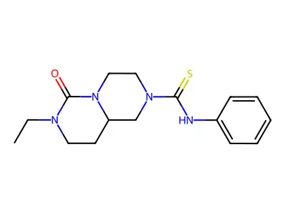 7-ethyl-6-oxo-N-phenyl-1,3,4,8,9,9a-hexahydropyrazino[1,2-c]pyrimidine-2-carbothioamide structure