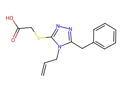 2-{[5-benzyl-4-(prop-2-en-1-yl)-4H-1,2,4-triazol-3-yl]sulfanyl}acetic acid structure