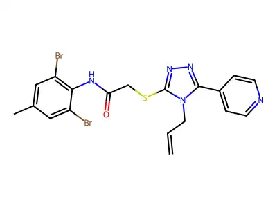 N-(2,6-dibromo-4-methylphenyl)-2-{[4-(prop-2-en-1-yl)-5-(pyridin-4-yl)-4H-1,2,4-triazol-3-yl]sulfanyl}acetamide structure