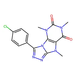 8-(4-Chlorophenyl)-1,3,5-trimethylpurino[8,9-c][1,2,4]triazole-2,4-dione structure
