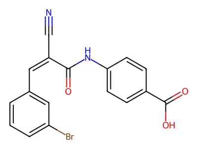 4-[3-(3-Bromophenyl)-2-cyanoprop-2-enamido]benzoic acid structure