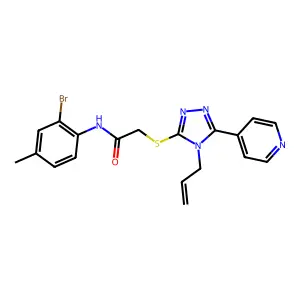 N-(2-bromo-4-methylphenyl)-2-{[4-(prop-2-en-1-yl)-5-(pyridin-4-yl)-4H-1,2,4-triazol-3-yl]sulfanyl}acetamide structure