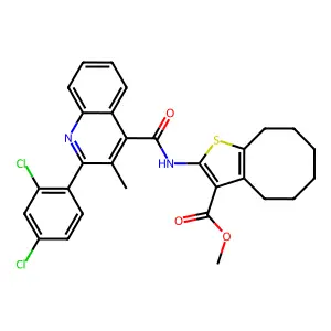 methyl 2-[[2-(2,4-dichlorophenyl)-3-methylquinoline-4-carbonyl]amino]-4,5,6,7,8,9-hexahydrocycloocta[b]thiophene-3-carboxylate structure