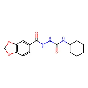 2-(1,3-benzodioxol-5-ylcarbonyl)-N-cyclohexylhydrazinecarboxamide structure