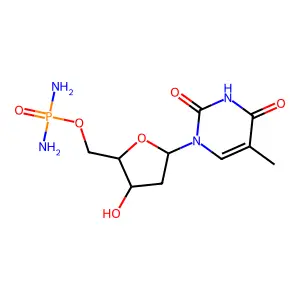 1-[5-(diaminophosphoryloxymethyl)-4-hydroxyoxolan-2-yl]-5-methylpyrimidine-2,4-dione structure