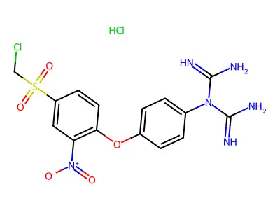 Imidodicarbonimidic diamide, N-(4-(4-((chloromethyl)sulfonyl)-2-nitrophenoxy)phenyl)-, monohydrochloride structure