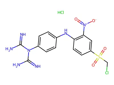 Imidodicarbonimidic diamide, N-(4-((4-((chloromethyl)sulfonyl)-2-nitrophenyl)amino)phenyl)-, monohydrochloride structure
