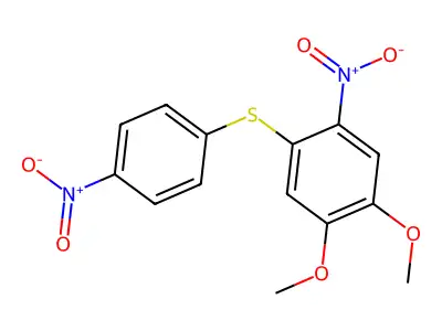 Benzene, 1,2-dimethoxy-4-nitro-5-((4-nitrophenyl)thio)- structure