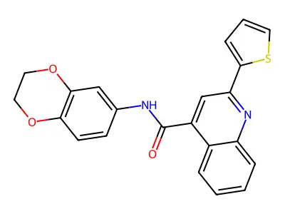 N-(2,3-dihydro-1,4-benzodioxin-6-yl)-2-(thiophen-2-yl)quinoline-4-carboxamide structure