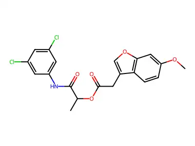 [1-(3,5-dichloroanilino)-1-oxopropan-2-yl] 2-(6-methoxy-1-benzofuran-3-yl)acetate structure
