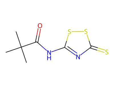 2,2-dimethyl-N-(5-sulfanylidene-1,2,4-dithiazol-3-yl)propanamide structure