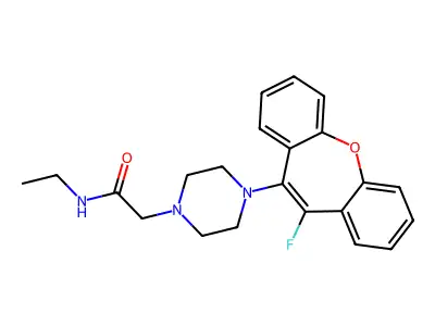 1-Piperazineacetamide, N-ethyl-4-(fluorodibenz(b,f)oxepin-10-yl)- structure