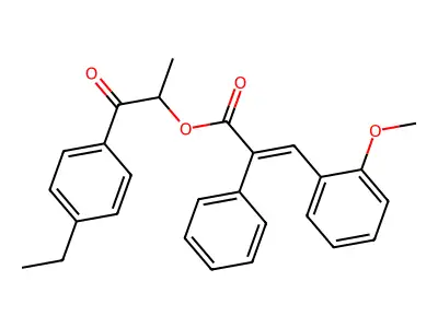 [1-(4-ethylphenyl)-1-oxo-propan-2-yl] 3-(2-methoxyphenyl)-2-phenyl-prop-2-enoate structure