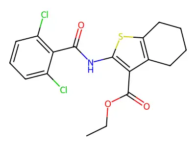ethyl 2-[(2,6-dichlorobenzoyl)amino]-4,5,6,7-tetrahydro-1-benzothiophene-3-carboxylate structure